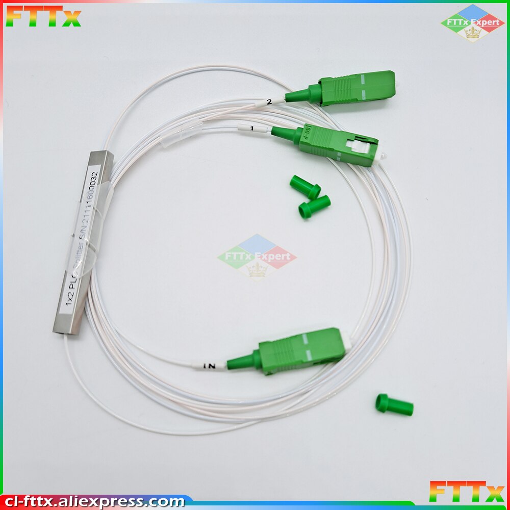 Fiber Optical PLC Splitter SC APC 1 : 2 Mini steel tube type 1x2 0.9mm Fiber Opitc Splitter SC/APC Connector