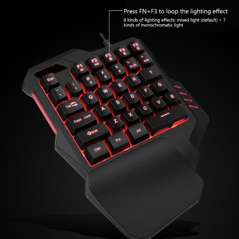Portable One-Handed Gaming Keyboard RGB Backlit Mini Gaming Keypad Ergonomic Game Controller for PC PS4 X-box Gamer
