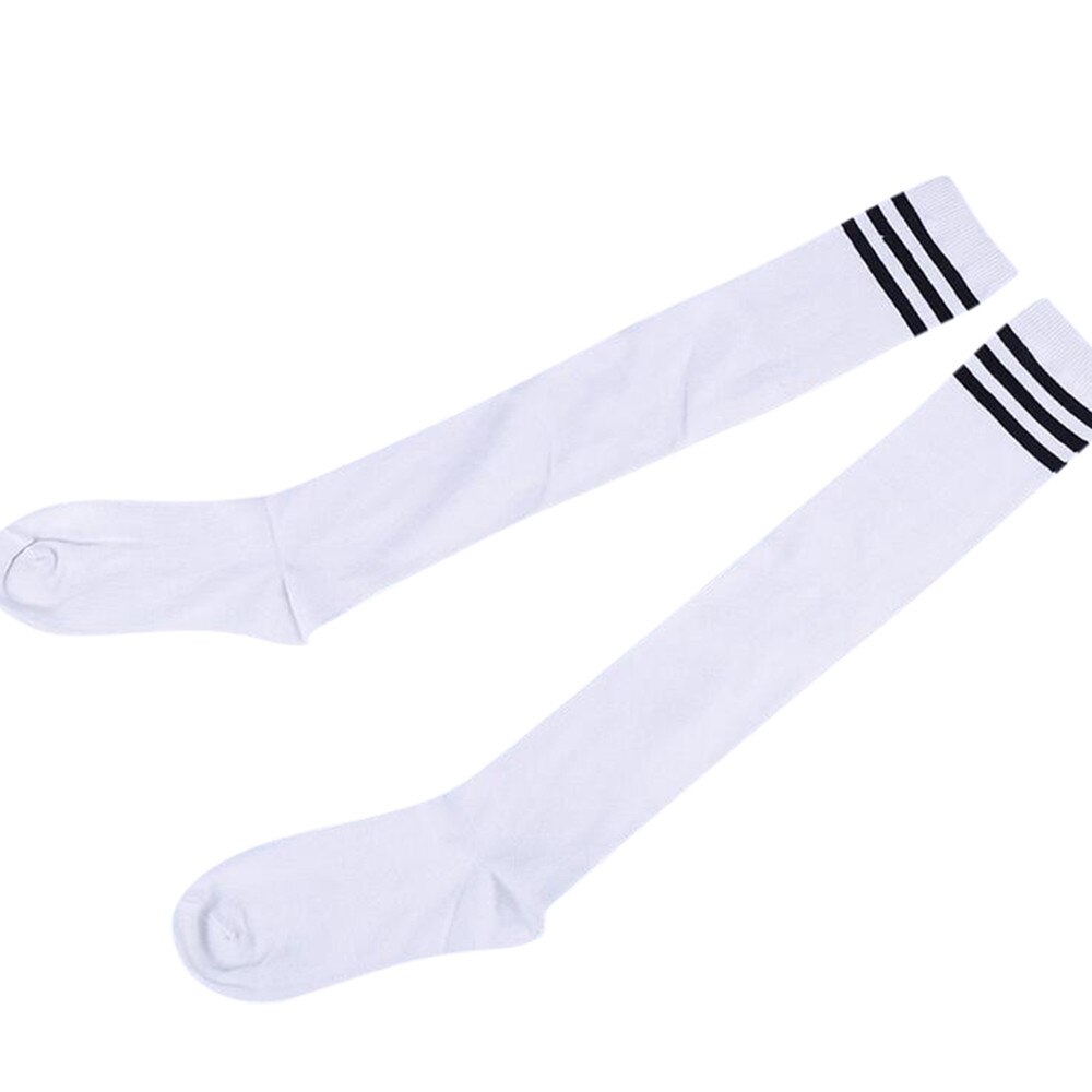 1 Pair Thigh High Over Knee High Socks For Girls Womens Students Striped Cotton Long Stockings calcetines mujer: WH