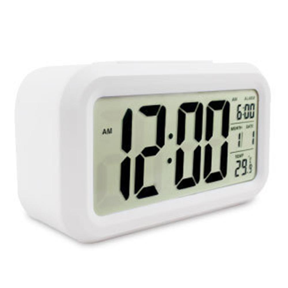 Reloj despertador Digital recargable por USB, reloj para estudiante con pantalla LCD grande para mesita de noche, reloj con Sensor de luz y retroiluminación