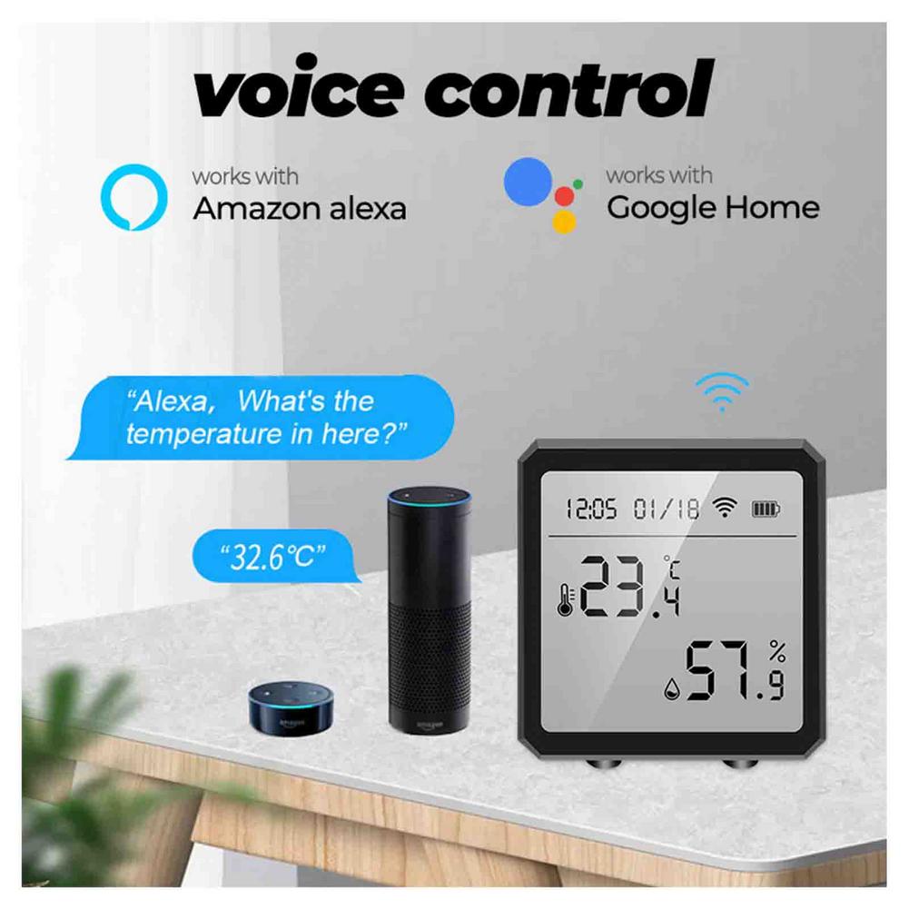 WiFi+Bluetooth Tuya Smart Temperature and Humidity Sensor , Smart Home Hygrometer Thermometer for Alexa and Google Home