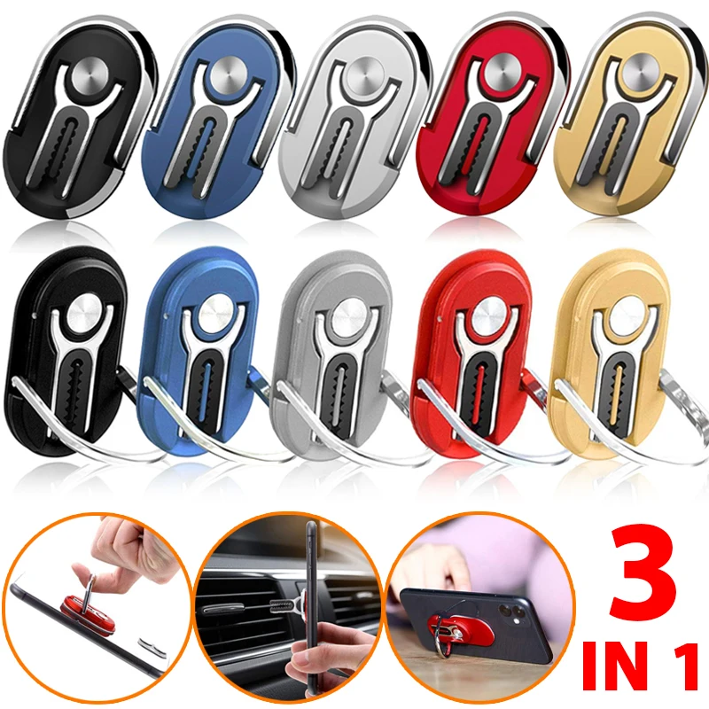 Suporte de anel de dedo para celular multifuncional, suporte giratório de 360 graus para telefone de carro, suporte portátil para saída de ar de carro
