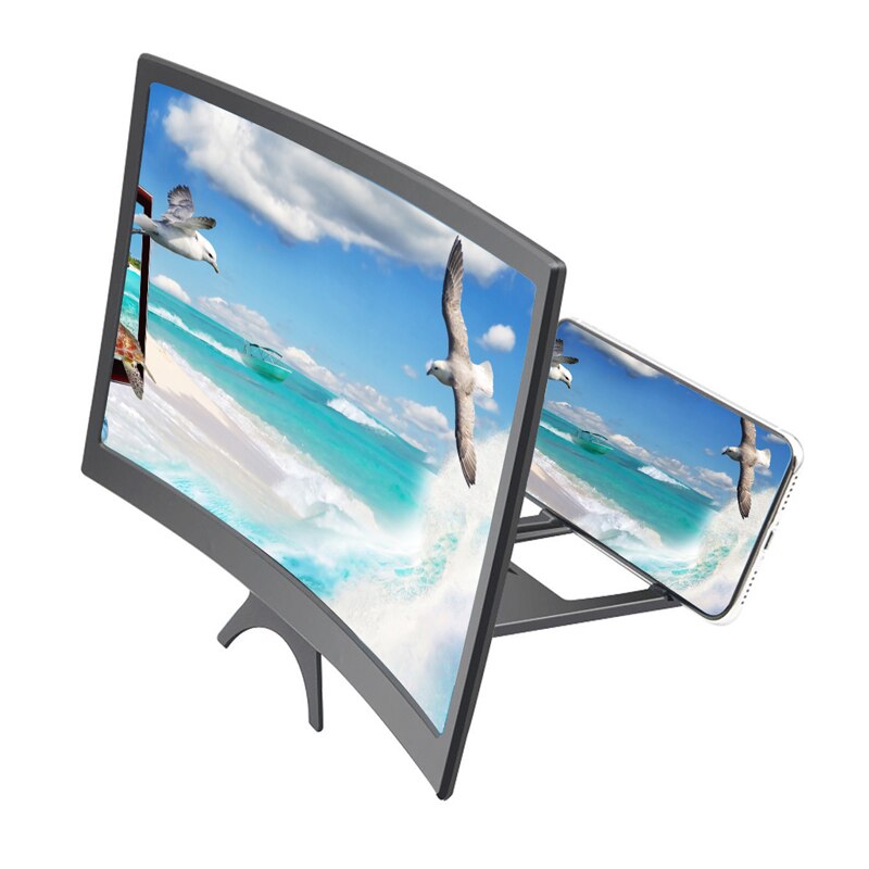 Suporte de aumento de vídeo com tela 3d, suporte de 8/9 "com tela de 12 polegadas para celular, amplificador de filmes e projeção curva amplificador de tela para celular: 12 inch Curved