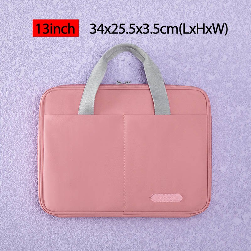 13 14 15 inch Laptop Handbag Business Office Macbook Briefcase Lightweight Computer Shoulder Bag Waterproof Travel Bags XA67C: Pink 13inch