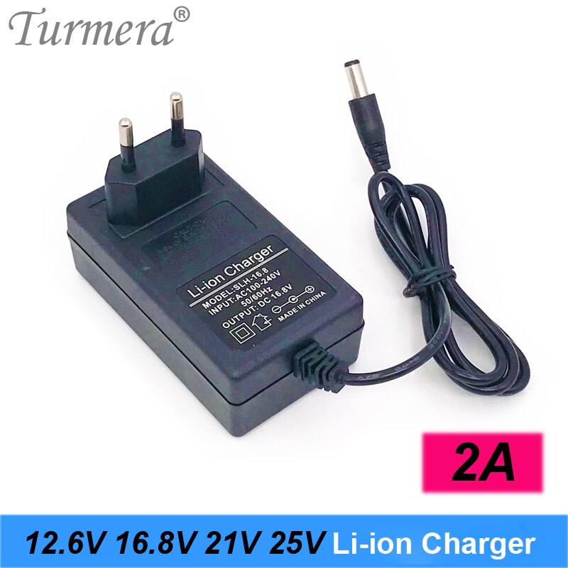 2A 12.6V 16.8V 21V 25V 2A 18650 Lithium Battery Charger DC5.5*2.1MM for 3S 4S 5S 6S 12V to 25V Screwdriver Battery Pack Use