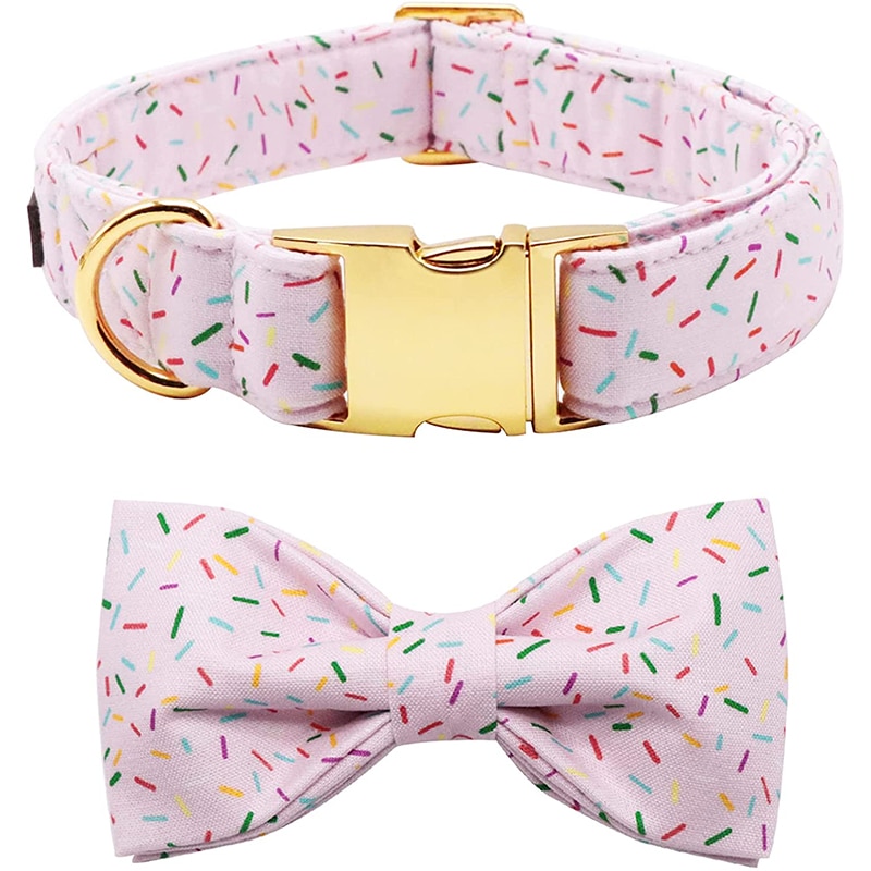 Unieke Stijl Poten Katoen Halsband Met Bowtie Roze Verjaardag Puppy Kraag Voor Kleine Medium Grote Hond