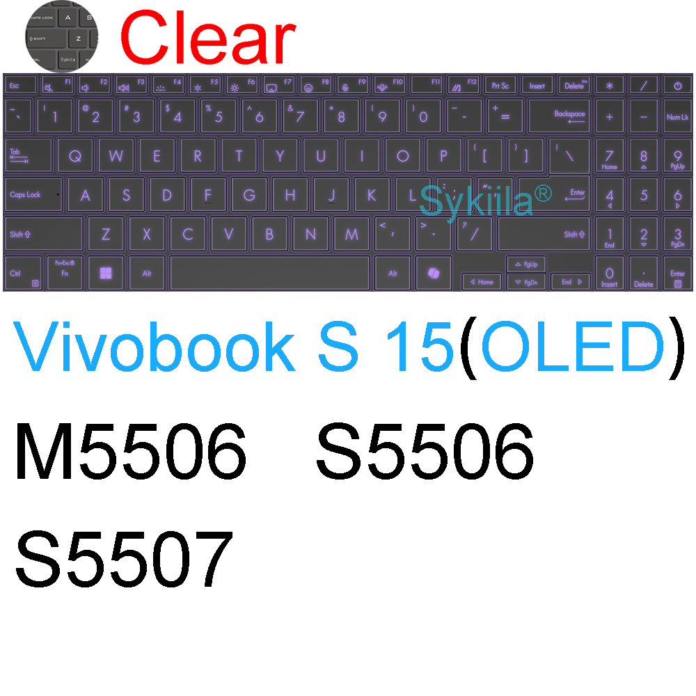 Housse de clavier pour ASUS Vivobook 15 Pro 15X OLED GO S S15 N6506 S5507 S5506 M5506 X1505 M1505 K3504, coque de protection en Silicone: Bleu