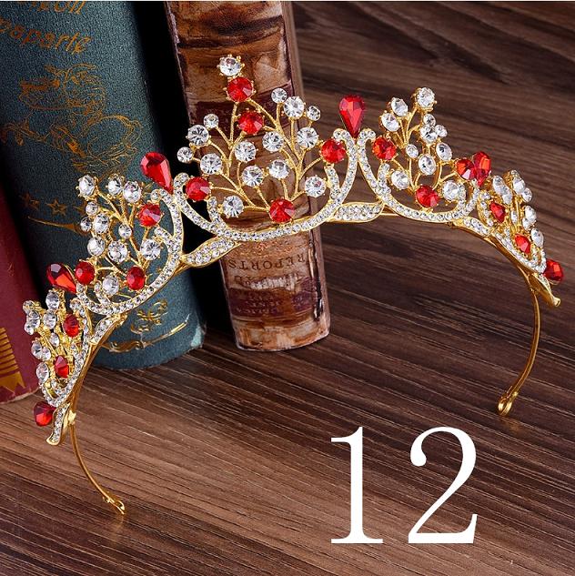 Blau verrotten Grün Hochzeit Haar Zubehör Kristall Tiara Für Bräute Krone Kopf Stück Braut Haar Zubehör Kronen Königin Diadem: 12