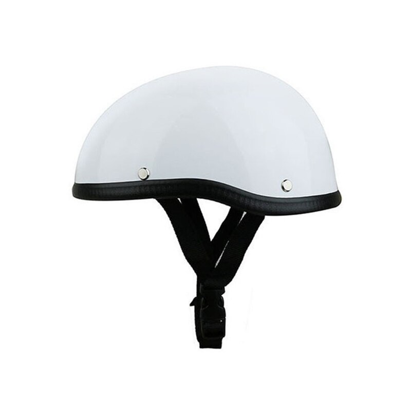 Skull cap motorcykel hjelm vintage halv ansigt hjelm retro tysk stil chopper cruiser: Hvid