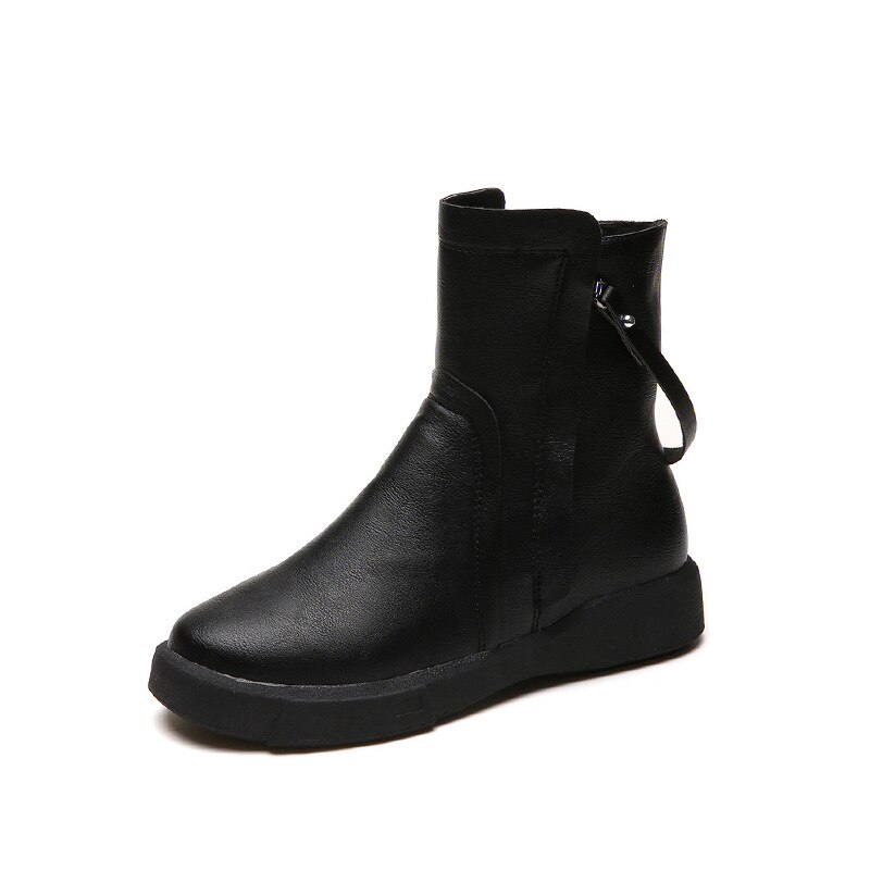 Dames enkellaarsjes met rits aan twee kanten, dames martin laarzen, dames zachte leren schoenen, herfst winter korte laarzen