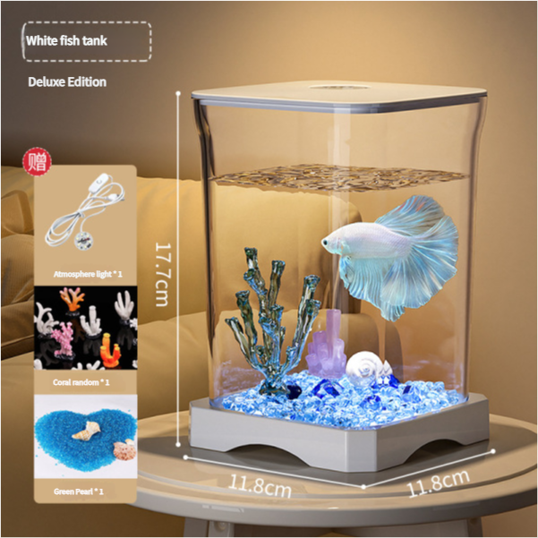 4K High-definition Desktop Aquarium Acryl Aquarium Afneembare Transparantie Kleine Tank Multifunctionele Amfibie Voerbox