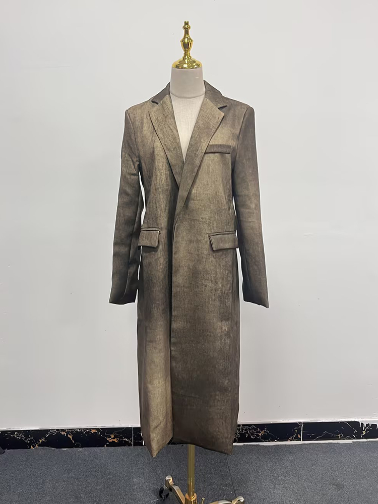 TWOTWINSTYLE Hit Kleur Casual Lange Loopgraven Voor Vrouwen Revers Lange Mouw Patchwork Zakken Losse Jassen Vrouwelijke Mode Kleding: L