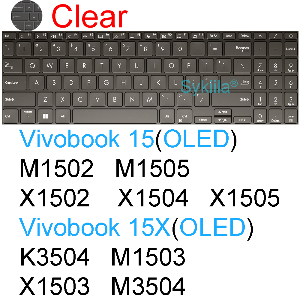 Housse de clavier pour ASUS Vivobook 15 Pro 15X OLED GO S S15 N6506 S5507 S5506 M5506 X1505 M1505 K3504, coque de protection en Silicone: Clair