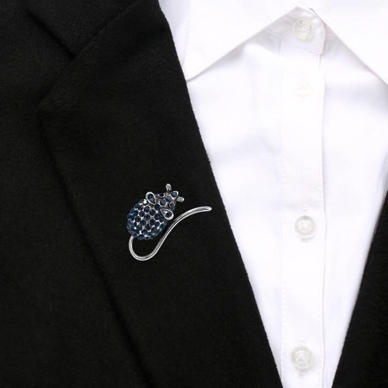 Strass Muis Broche Retro Badge Rugzak Jas Decor Ornamenten Rhinestone Animal Broche Pins