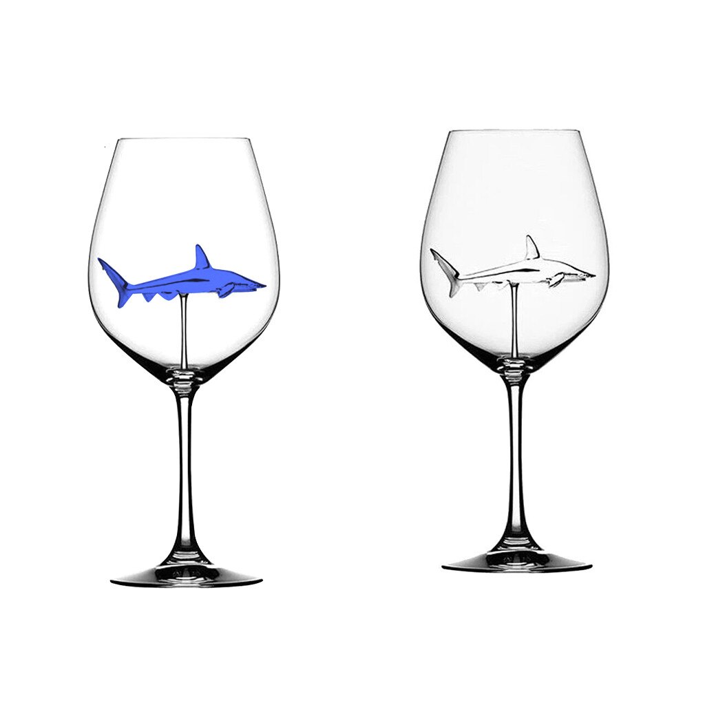 Glasskopp europeisk krystallglasshai rødvinglasskopp vinflaskeglass høyhælhai rødvinskopp bryllupsfest: 2 stk 7