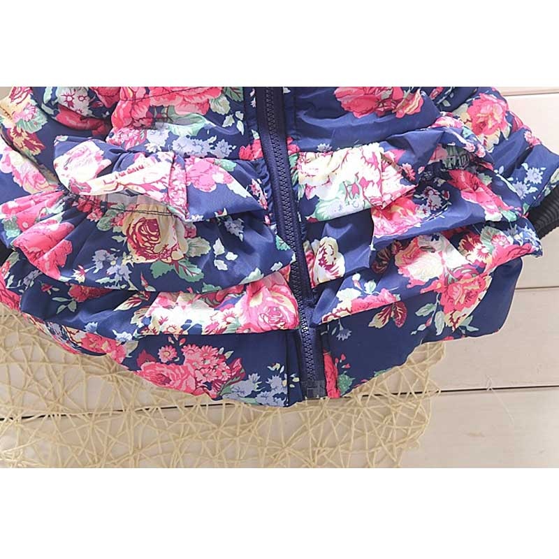 Meisjes Vest Jas Kinderen Casual Kleding Jas Hoodie Herfst Winter Bloem Bovenkleding Kinderen Rits Dikke Warme Buitenste