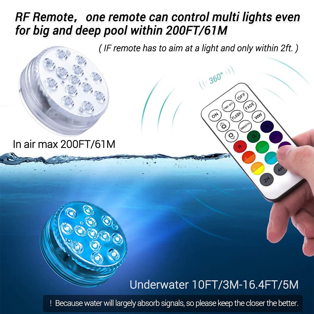 4pcs Battery Operated RGB Led Submersible Light IP... – Grandado