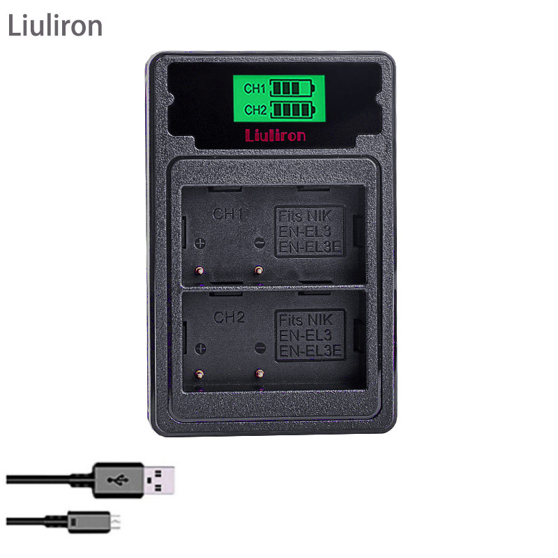 4X 7,4 V 2400MAH EN-EL3E EN EL3e ENEL3e EL3 Batterie + LCD LADEGERÄT Für Nikon D300S D300 D100 D200 d700 D70S D70 D80s D80 D90 D50: charger only