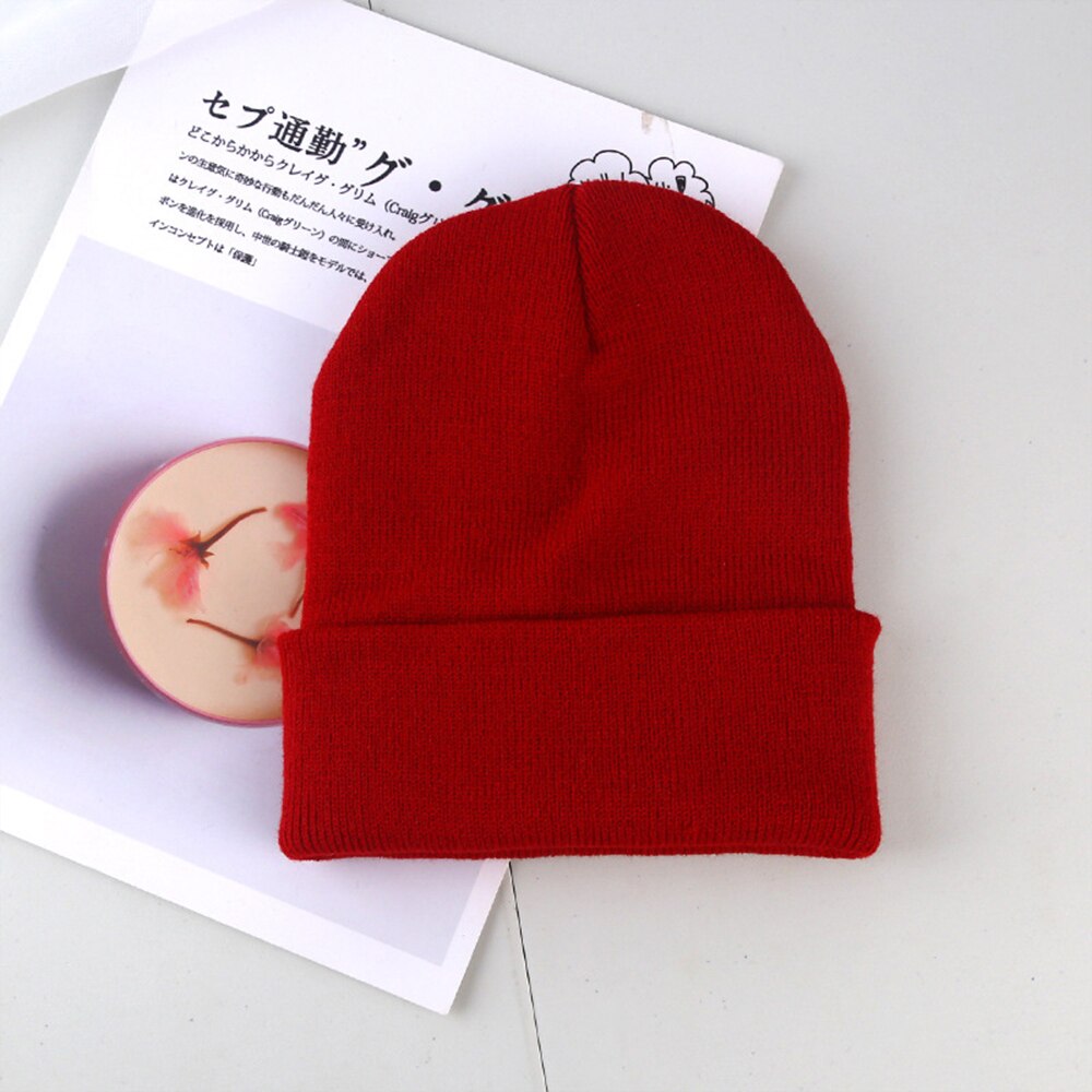 Winter Hats for Woman Beanies Knitted Solid Cute Hat Girl Autumn Beanie Caps Warmer Bonnet Ladies Casual Cap Outdoor Running: red