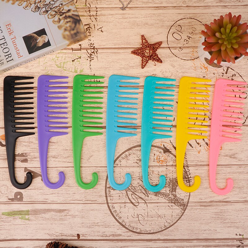 Peines grandes de diente ancho con mango de gancho para desenredar, reducir la pérdida de cabello, peine, peluquería