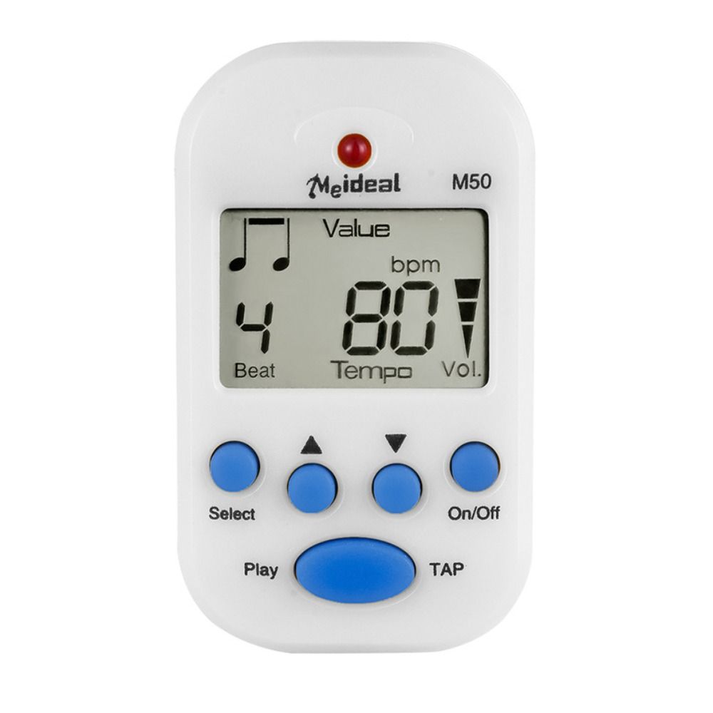 Lcd mini metronom dobbeltkanals clip-on lomme metronom praktisk plast digital beat tempo metronom guitar: Hvid