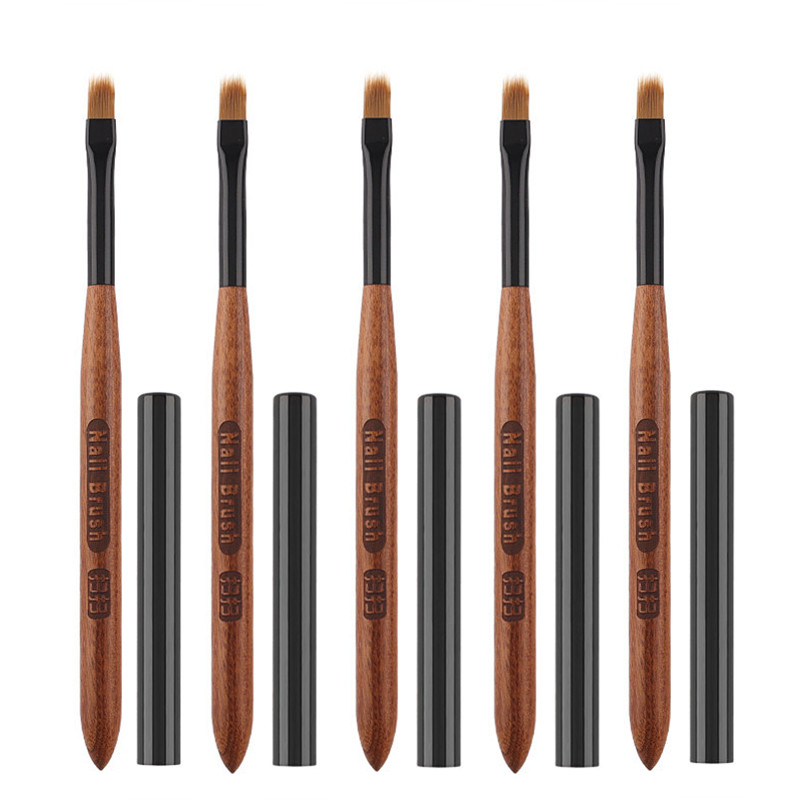 1Pc Ronde Houten Handvat Nagel Ombre Borstel Nail Art Schilderen Pen Borstel UV Gel Polish Gradiëntkleur Acryl Nagel Tekenpen: Licht Geel