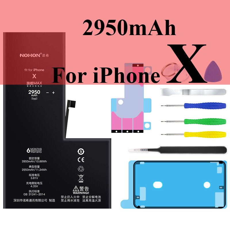 Nohon Batterie Für Apple iPhone 6S 6 5s 7 8 X Xr Xs Max 4 4s Echt kapazität Batterien + Werkzeuge Für iPhone 6S 6 5s 7 8 X Xr XsMax 4 4s