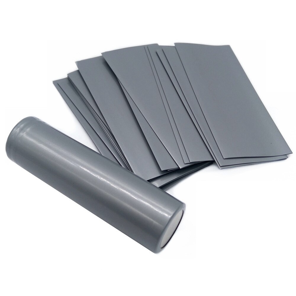 100Pcs/Pack 21700/20700 Battery Sticker A-touch Colorful 18650 Battery Wrap Protective Skin Sleeve PVC Heat Shrinkable Tubing: Gray-100pcs