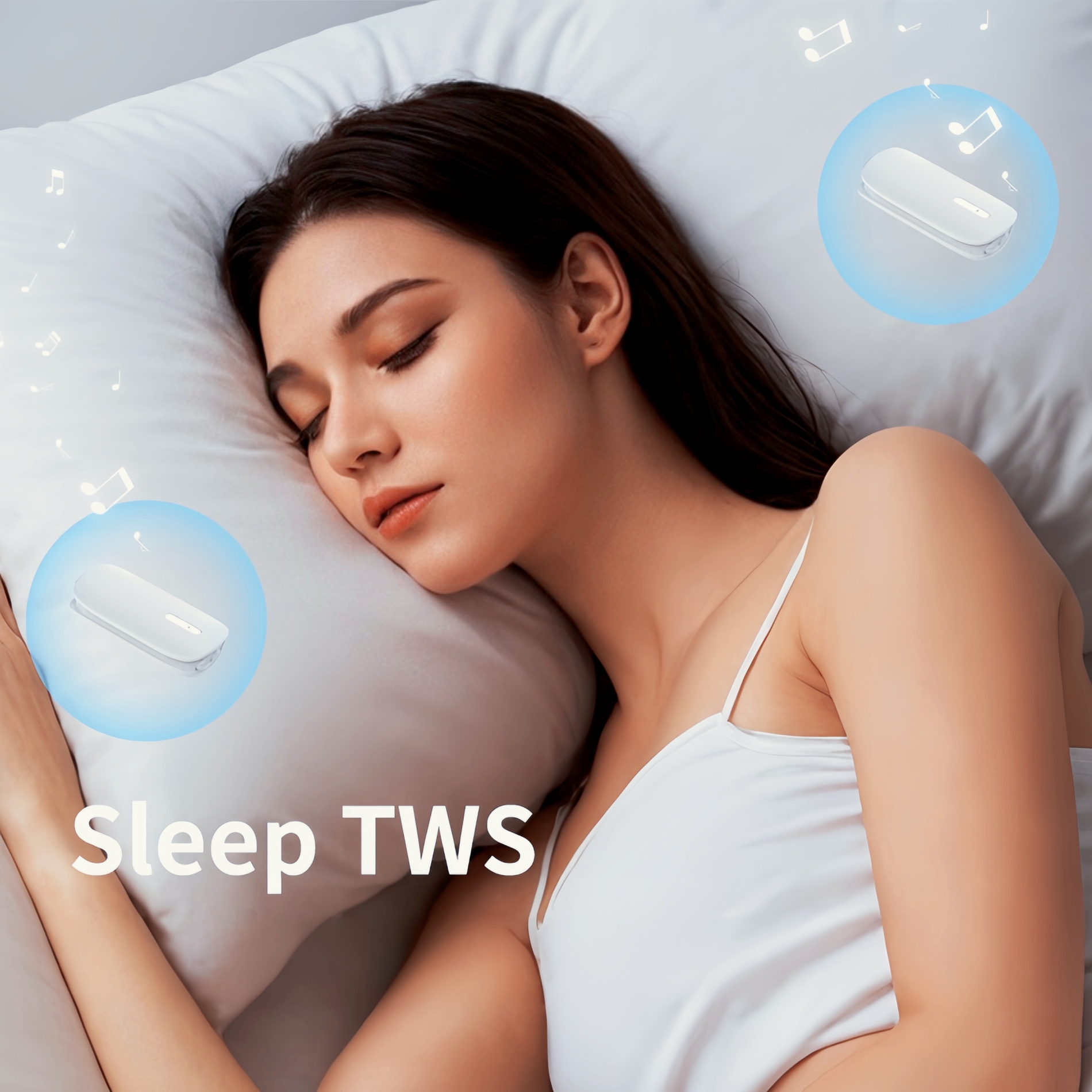 Bluetooth-högtalare, bluetooth 5.49, - sömnhögtalare, benledningshögtalare, tidsinställd sömn, , 72 timmars batteritid, främjar sömn,: Vit