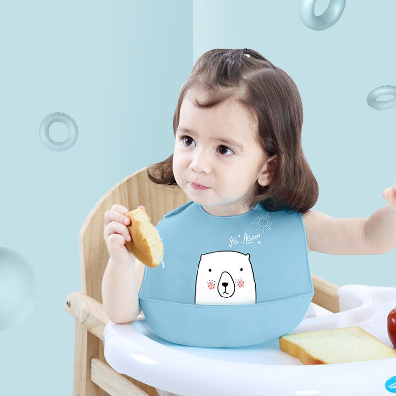 Waterdichte Baby Siliconen Slabbetjes Burp Doeken Peuter Kids Verstelbare Voeden Schort