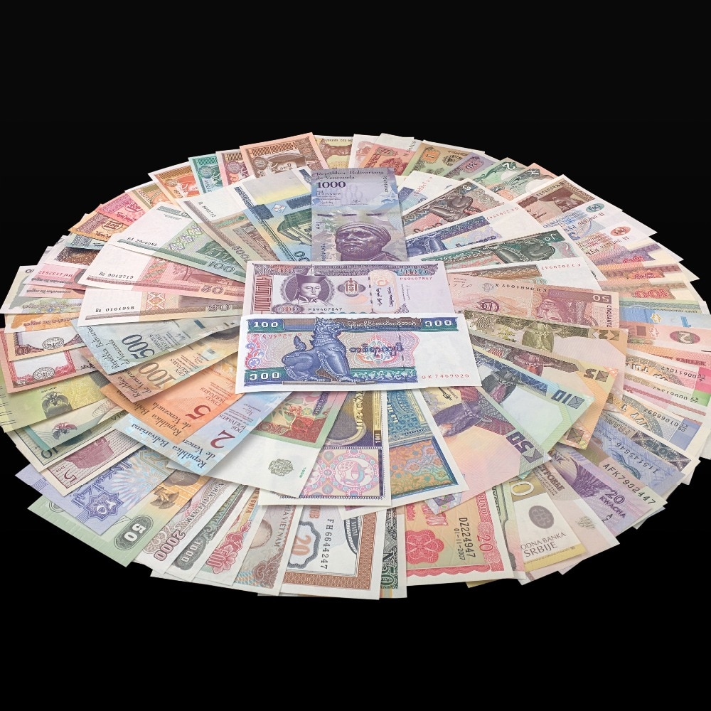 Lote de 100 Uds., juego de notas del mundo diferentes de 30 / 50 países, ! , 100% auténtico, UNC
