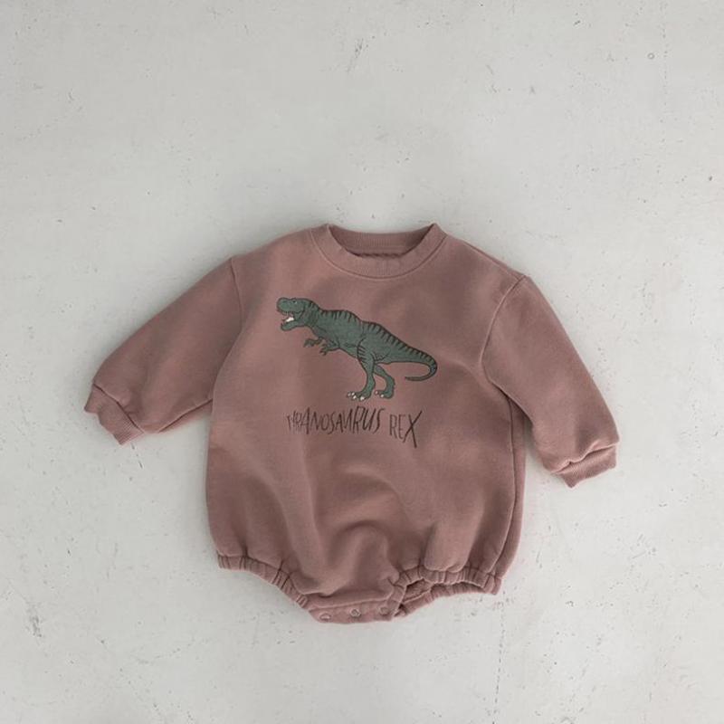 2022 Winter Pasgeboren Kleding Jongens Mode Warm Houden Baby Meisjes Leuke Cartoon Dinosaurus Lange Mouw Jumpsuit Een Stuk Bodysuit