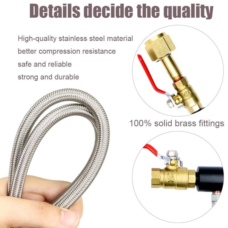 Top G1/2 CO2 Cylinder Refill Adapter Hose, CO2 Refill Station Connector Kit for Filling Soda Maker for Sodastream Tank