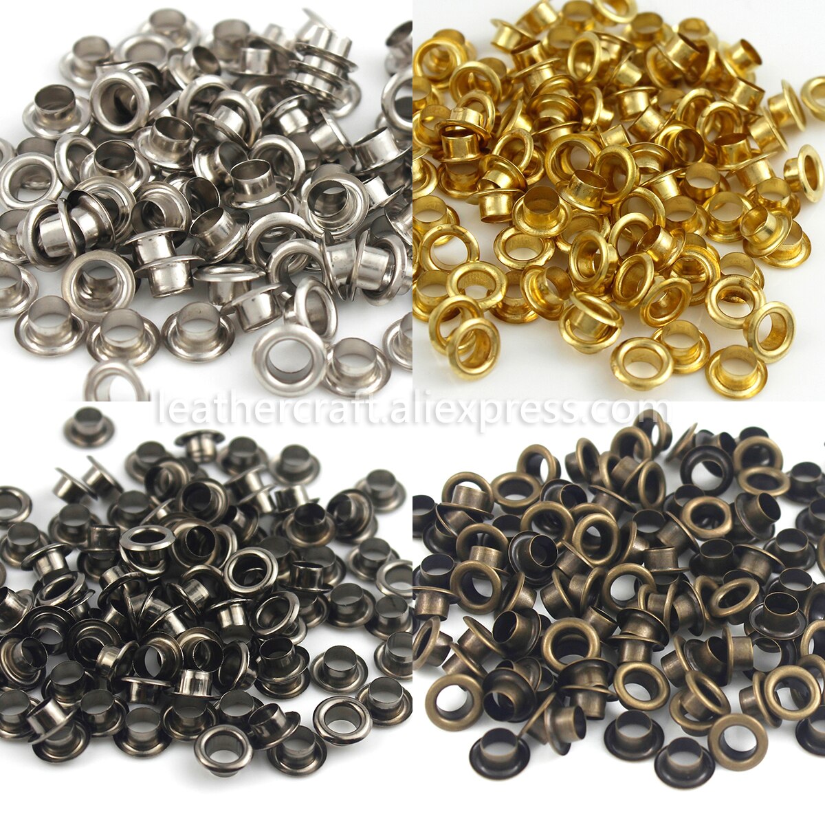 Œillets en laiton de 5mm avec rondelle, anneaux ronds pour chaussures, sac, chapeau, ceinture, 100 ensembles, #300