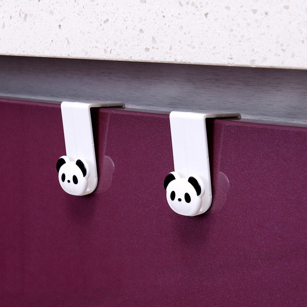 Colgador multifunción para 4 uds, gancho para puerta con patrón de Panda, gancho montado en la pared, gancho para almacenamiento de cocina y baño