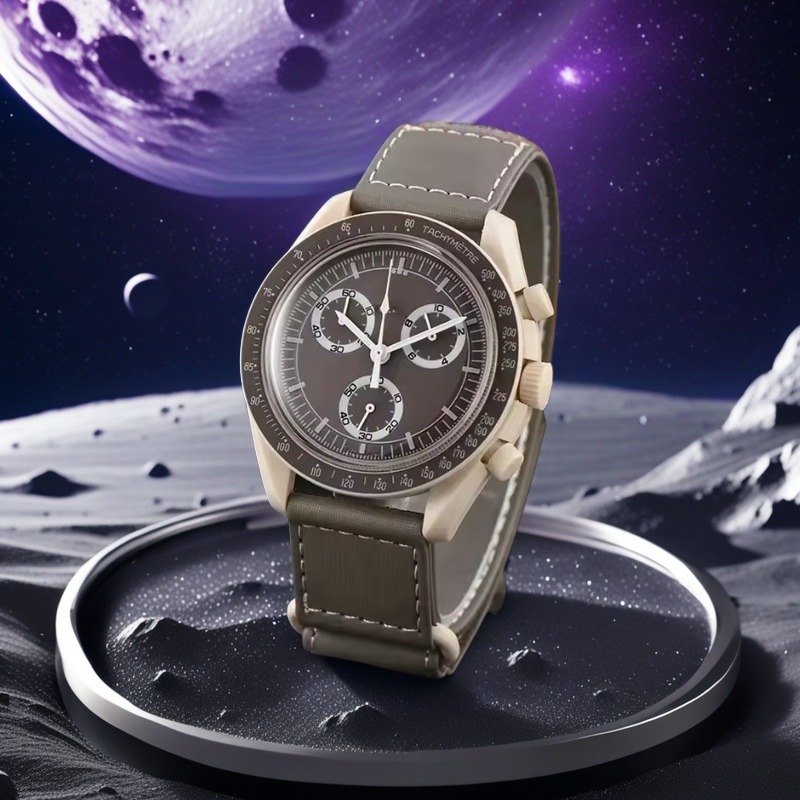 Men's popular watch, Moon Joint Space Moon Mission six hand chronograph watch, quartz women's watch, couple's watch