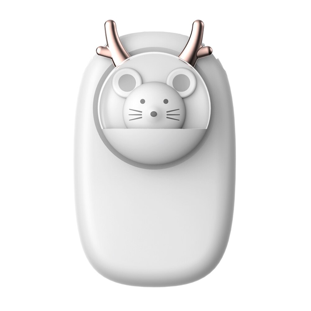 Hanging Neck Fan Cute Cartoon Pet Hand-held Leafless Waist Fan Low Noise: White