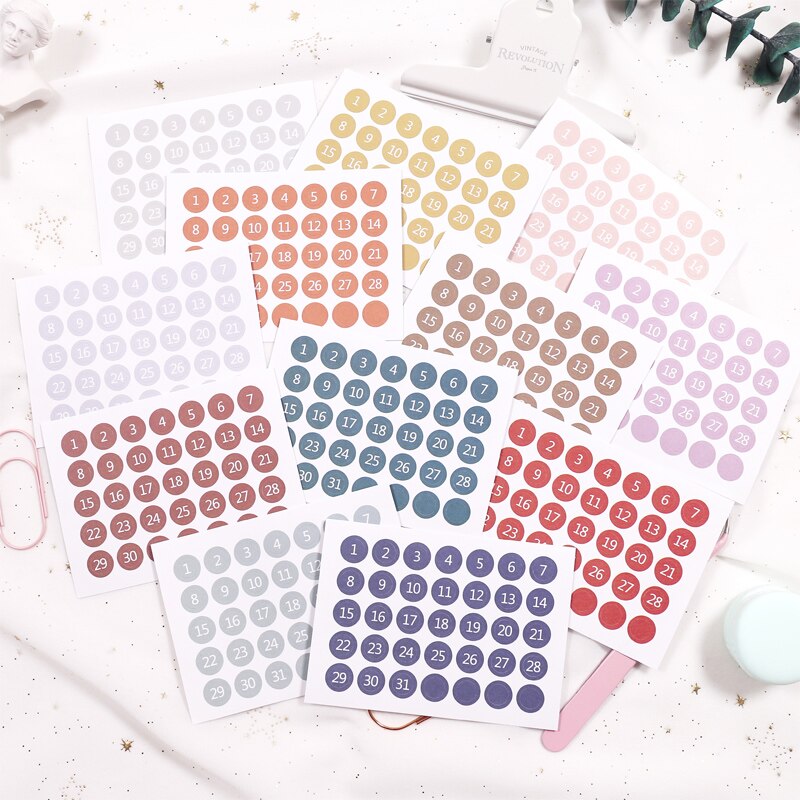 Fromthenon 2022 Notebook &amp; Journals Date Stickers for Full Year Planner Round Number Sticker 365 Daily Days Stickers Stationery