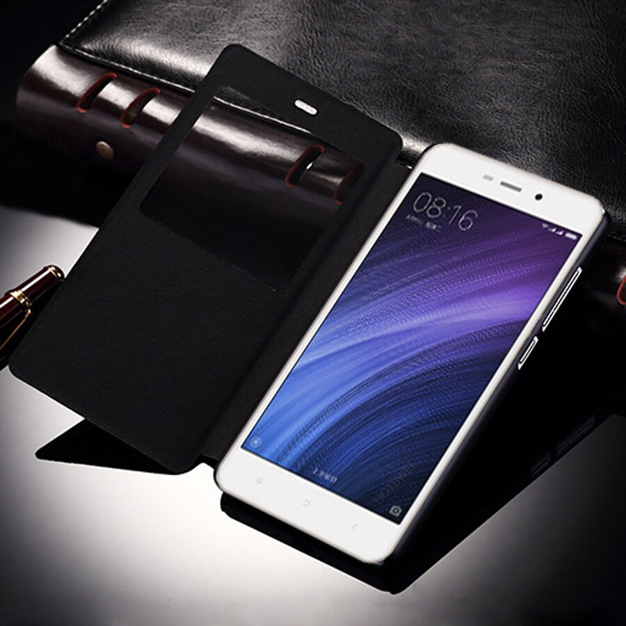 HOTSWEI Case for Xiaomi Redmi 4A Global Version 32GB 16GB Case Window View Leather Flip Cover for Xiaomi Redmi 4A Cases