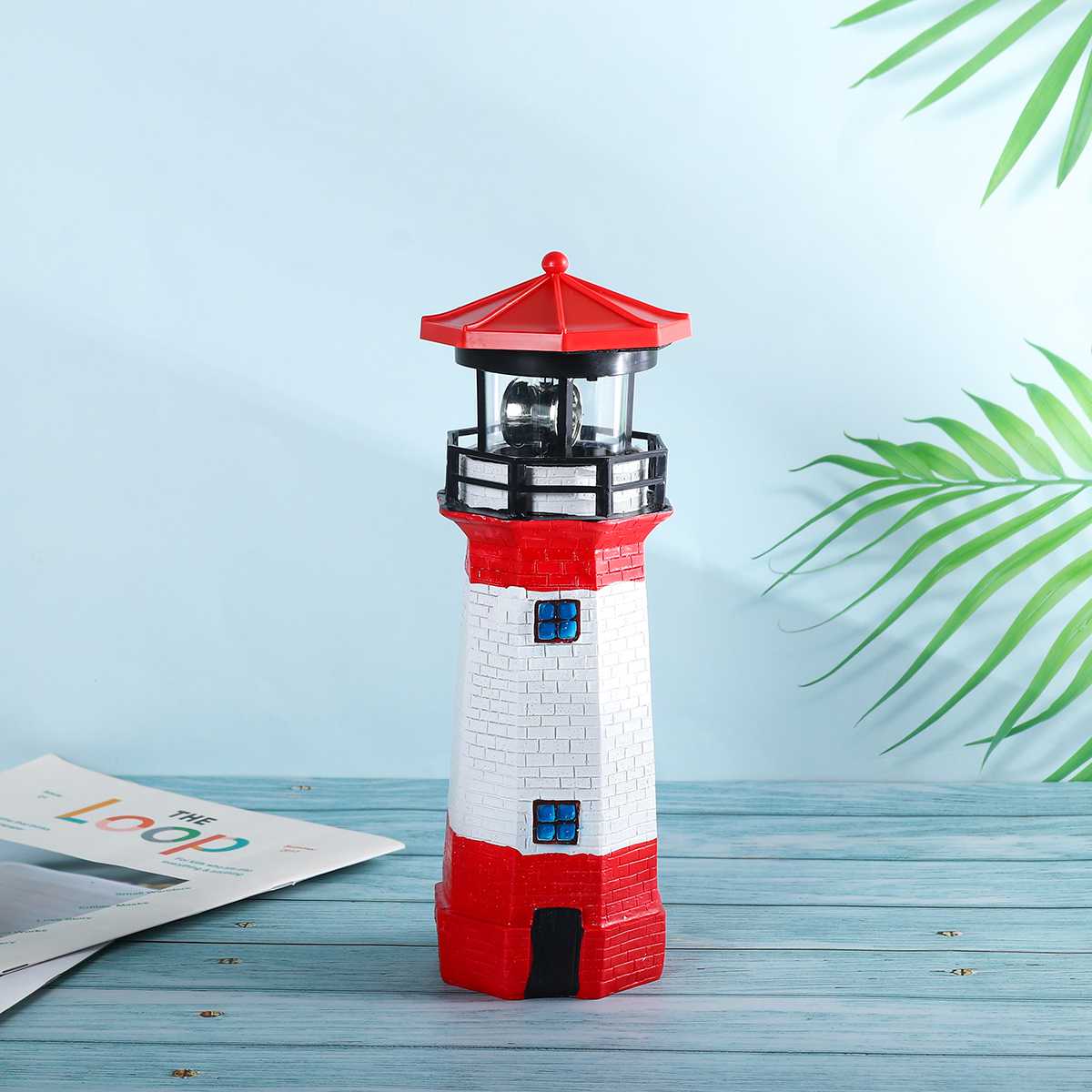 Garden Sculptures Outdoor Yard Night Decorations Resin Lighthouse Waterproof Solar Lamp For Garden Decoration