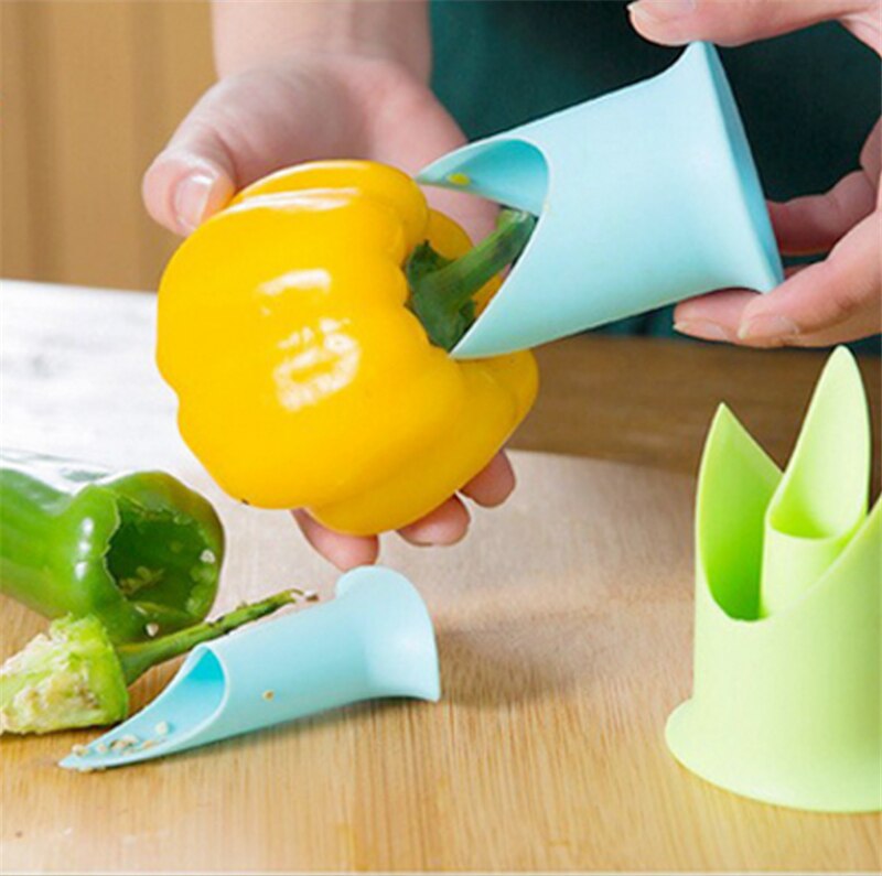 2in1 Peper Chili Bell Jalapeno Corer Zaad Remover Green Pepper Chilli Cutter Corer Slicer Fruit Dunschiller Keukengereedschap