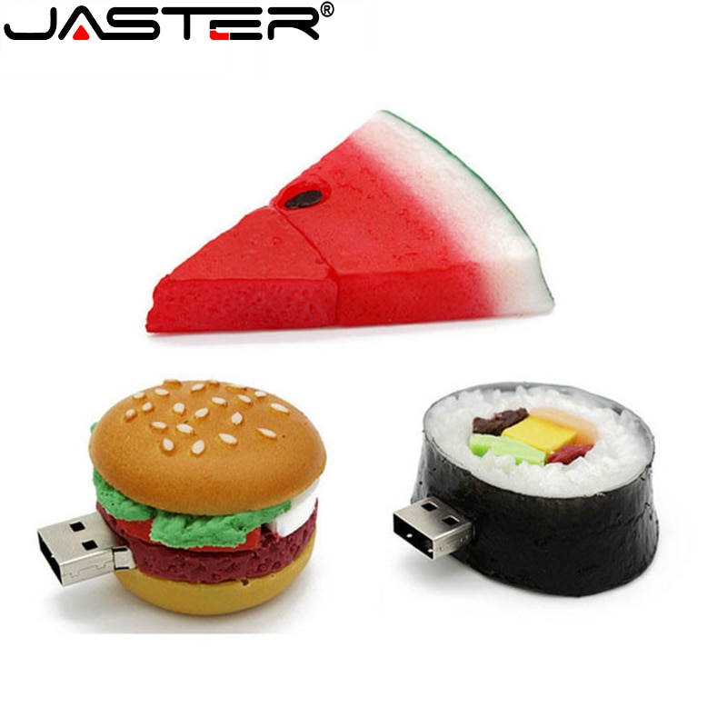 JASTER Cartoon Hamburger Sushi Watermelon USB Flash Disk Mini Pen Drive 4GB 16GB 32GB 64GB U Disk