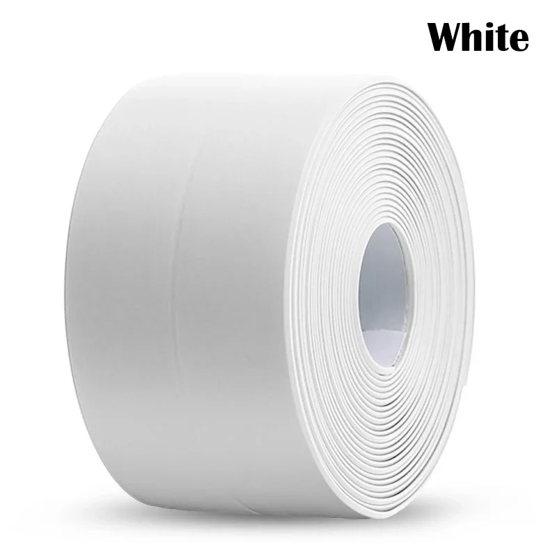 1/2/3.2M Self-adhesive Sealing Tape PVC Oil-Proof Kitchen Sink Edge Caulk Tape Waterproof Bathroom Toilet Corner Wall Stickers: Khaki / 5M / 14mm