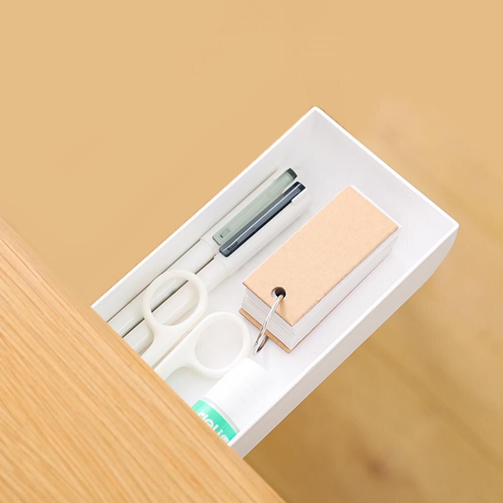 Plastic Desk Organizer Concealed Stationery Storage Box Case Table Drawer