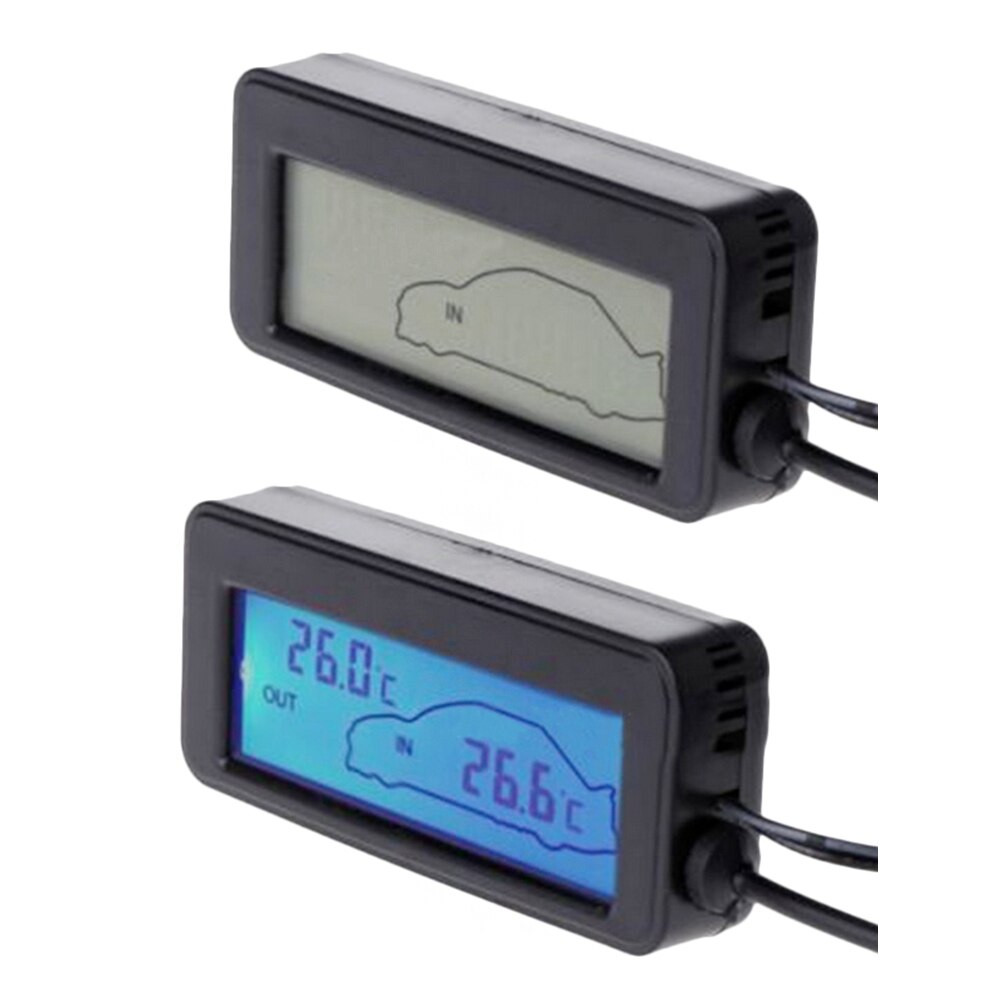 12V Voertuigen Auto Thermometer Mini Digitale Auto Lcd Display Indoor Outdoor Thermometer Met 1.5M Kabel