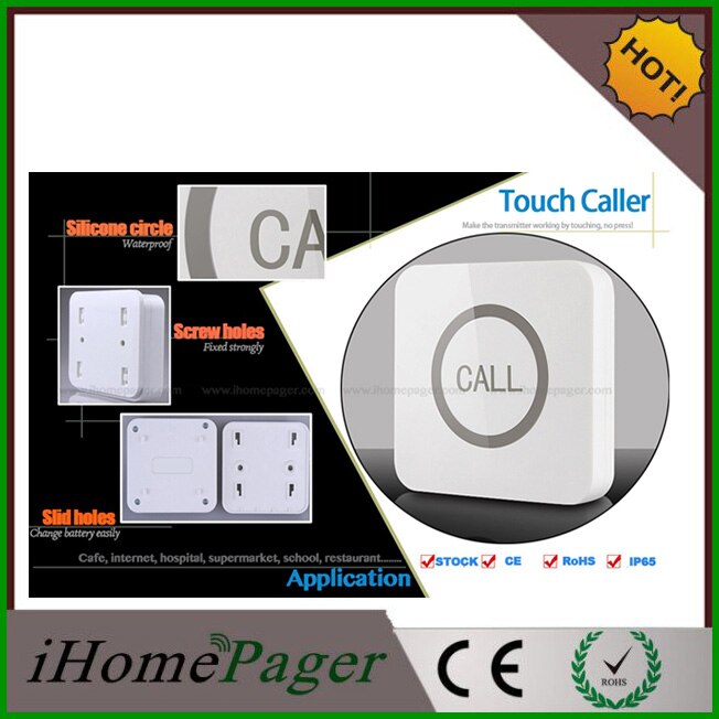 Call Touch Knop Gast Notifier Ihomepager Draadloze Zender Bel Ober Diensten