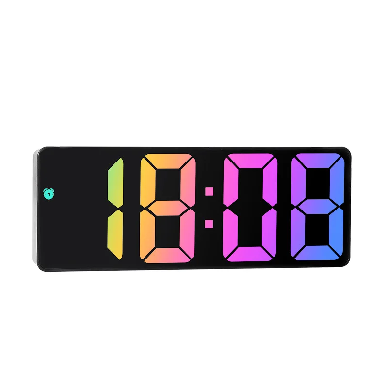Acryl // Spiegel digitaler Wecker Sprach steuerung bunte Schrift Nacht modus Tisch uhr Schlummer 12/24h elektronische LED-Uhren: WHITE