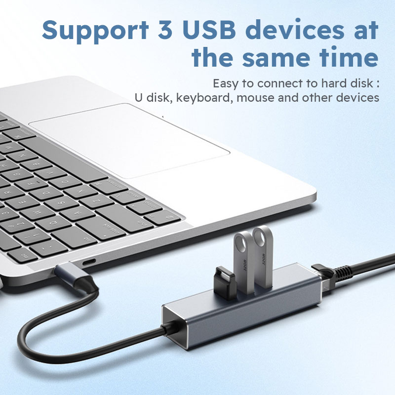 USB 3.0 HUB 1000Mbps 3 Ports USB 3.0 Type C HUB USB to Rj45 Gigabit Ethernet Adapter for MacBook Laptop Computer