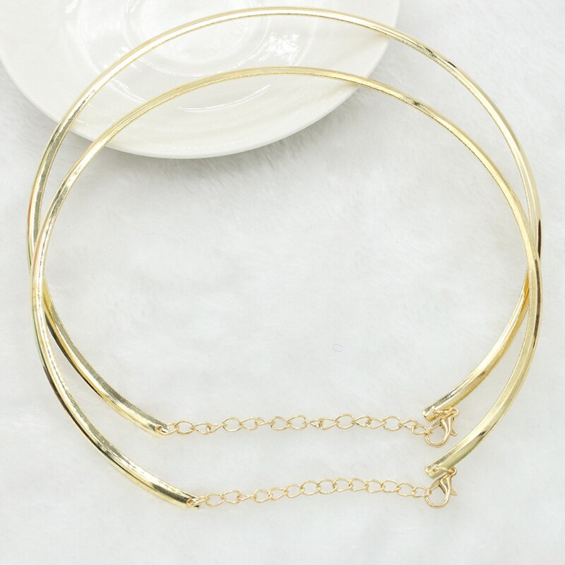 1Pc Punk Simple Round Circle Torques for Women Ladies Metal Gold Silver Wire Necklace Collar Choker Jewelry