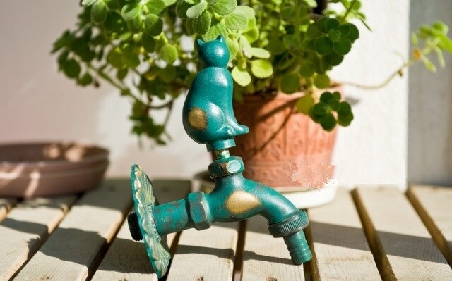 Outdoor garden faucet animal shape Bibcock with antique brass Frog tap for washing mop/Garden watering Animal faucet: army green